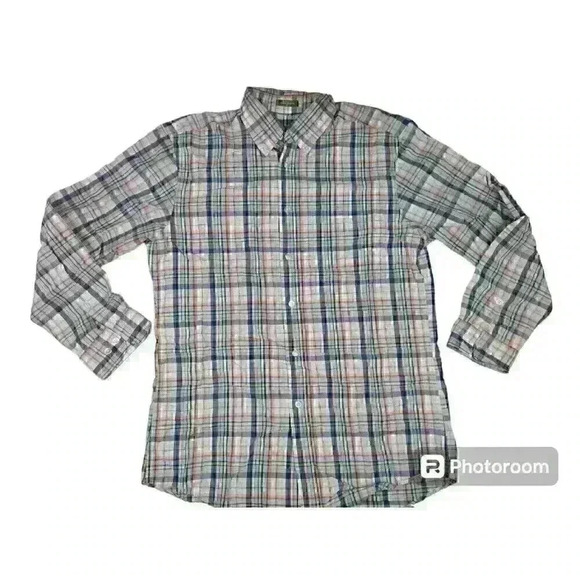 Orvis Shirt Adult Medium Plaid Casual Long Sleeve Mens Blue Red - Picture 1 of 7